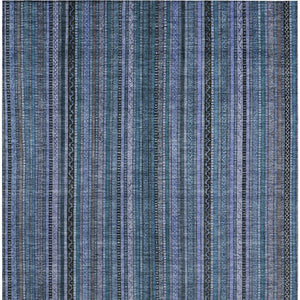 HomeRoots 5' Coastal Blue Gray Striped Washable Area Rug for Indoor and Outdoor Spaces - Easy Care & Durable 10' X 14' 616369