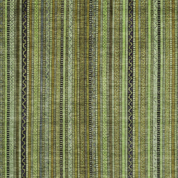 HomeRoots 5' Refresh Your Space with a Bold Green, Gold & Gray Striped Durable Washable Area Rug for Indoors & Outdoors 5' X 8' 616371