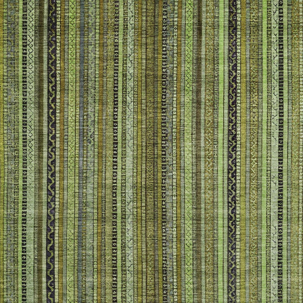 HomeRoots 5' Refresh Your Space with a Bold Green, Gold & Gray Striped Durable Washable Area Rug for Indoors & Outdoors 8' X 10' 616373