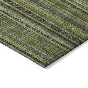 HomeRoots 5' Refresh Your Space with a Bold Green, Gold & Gray Striped Durable Washable Area Rug for Indoors & Outdoors 8' X 10' 616373