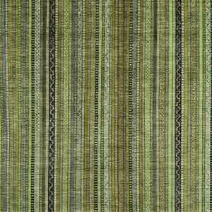 HomeRoots 5' Refresh Your Space with a Bold Green, Gold & Gray Striped Durable Washable Area Rug for Indoors & Outdoors 9' X 12' 616374