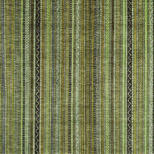 HomeRoots 5' Refresh Your Space with a Bold Green, Gold & Gray Striped Durable Washable Area Rug for Indoors & Outdoors 9' X 12' 616374