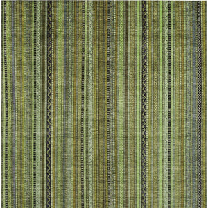 HomeRoots 5' Refresh Your Space with a Bold Green, Gold & Gray Striped Durable Washable Area Rug for Indoors & Outdoors 9' X 12' 616374