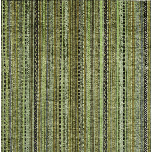 HomeRoots 5' Refresh Your Space with a Bold Green, Gold & Gray Striped Durable Washable Area Rug for Indoors & Outdoors 9' X 12' 616374