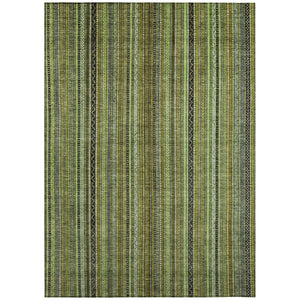 HomeRoots 5' Refresh Your Space with a Bold Green, Gold & Gray Striped Durable Washable Area Rug for Indoors & Outdoors 10' X 14' 616375