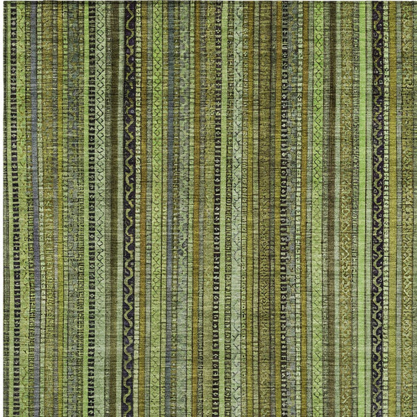 HomeRoots 5' Refresh Your Space with a Bold Green, Gold & Gray Striped Durable Washable Area Rug for Indoors & Outdoors 10' X 14' 616375