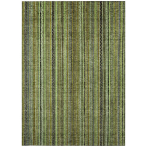 HomeRoots 5' Refresh Your Space with a Bold Green, Gold & Gray Striped Durable Washable Area Rug for Indoors & Outdoors 10' X 14' 616375