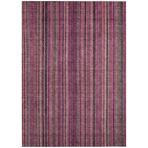 HomeRoots 5' Stylish Pink Mauve and Blush Striped Washable Area Rug for Indoor and Outdoor Spaces, Durable Design 5' X 8' 616377
