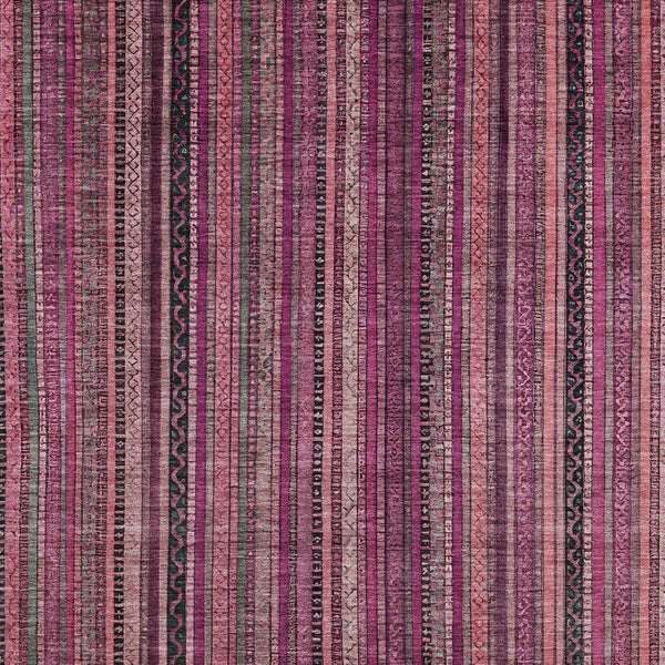 HomeRoots 5' Stylish Pink Mauve and Blush Striped Washable Area Rug for Indoor and Outdoor Spaces, Durable Design 5' X 8' 616377