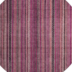 HomeRoots 5' Stylish Pink Mauve and Blush Striped Washable Area Rug for Indoor and Outdoor Spaces, Durable Design 8' Round 616378