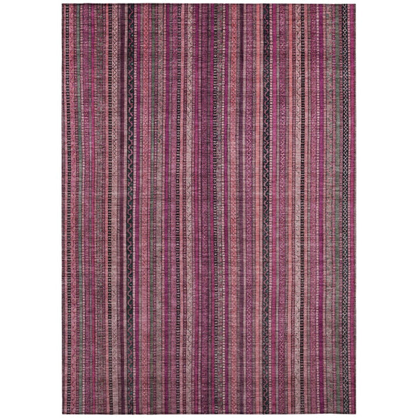 HomeRoots 5' Stylish Pink Mauve and Blush Striped Washable Area Rug for Indoor and Outdoor Spaces, Durable Design 9' X 12' 616380