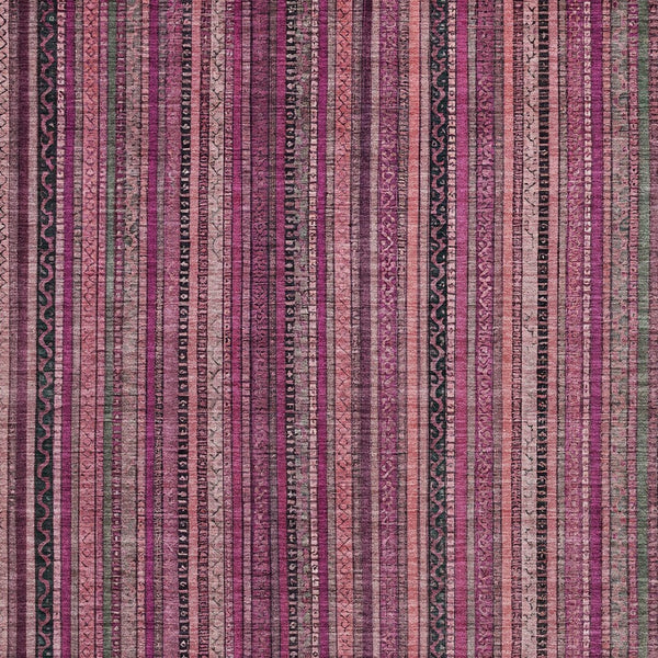 HomeRoots 5' Stylish Pink Mauve and Blush Striped Washable Area Rug for Indoor and Outdoor Spaces, Durable Design 9' X 12' 616380