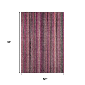 HomeRoots 5' Stylish Pink Mauve and Blush Striped Washable Area Rug for Indoor and Outdoor Spaces, Durable Design 10' X 14' 616381