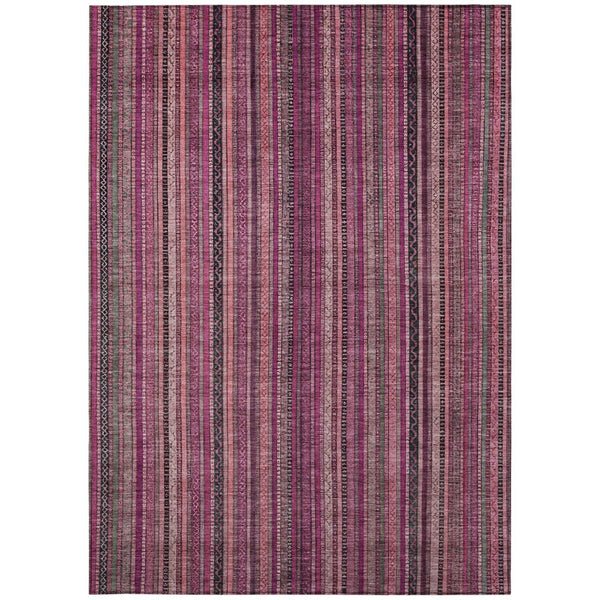 HomeRoots 5' Stylish Pink Mauve and Blush Striped Washable Area Rug for Indoor and Outdoor Spaces, Durable Design 10' X 14' 616381