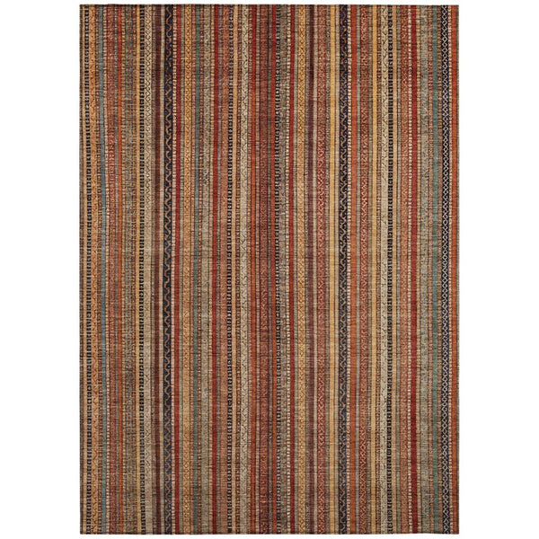 HomeRoots 5' Striped Washable Area Rug in Rust, Taupe & Gray – Stylish Indoor/Outdoor Home Décor Solution 5' X 8' 616383