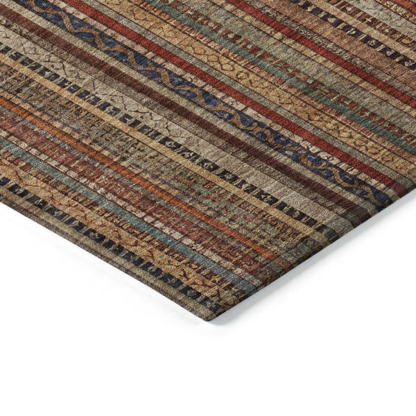 HomeRoots 5' Striped Washable Area Rug in Rust, Taupe & Gray – Stylish Indoor/Outdoor Home Décor Solution 5' X 8' 616383