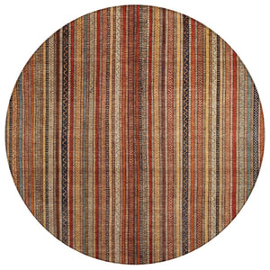 HomeRoots 5' Striped Washable Area Rug in Rust, Taupe & Gray – Stylish Indoor/Outdoor Home Décor Solution 8' Round 616384