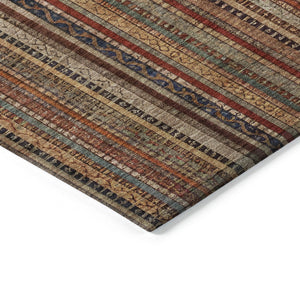 HomeRoots 5' Striped Washable Area Rug in Rust, Taupe & Gray – Stylish Indoor/Outdoor Home Décor Solution 8' X 10' 616385