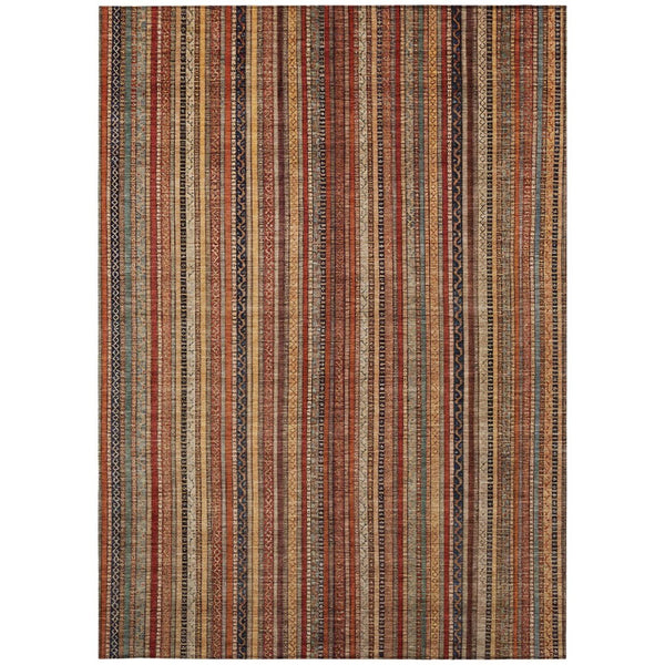 HomeRoots 5' Striped Washable Area Rug in Rust, Taupe & Gray – Stylish Indoor/Outdoor Home Décor Solution 9' X 12' 616386