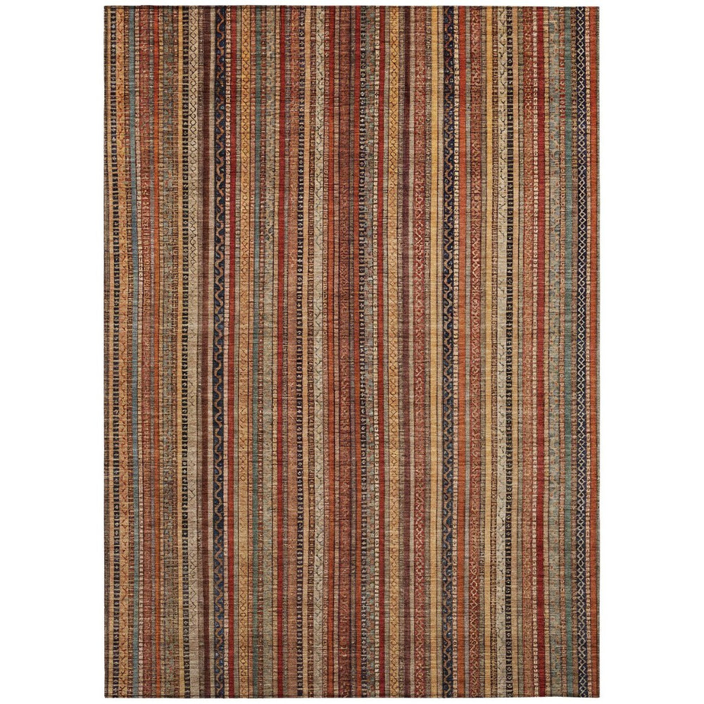 HomeRoots 5' Striped Washable Area Rug in Rust, Taupe & Gray – Stylish Indoor/Outdoor Home Décor Solution 10' X 14' 616387