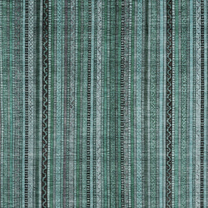 HomeRoots 5' Stylish Teal Blue Aqua Gray Striped Washable Area Rug for Indoor Outdoor Durability & Elegance 8' X 10' 616391