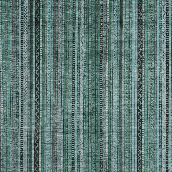 HomeRoots 5' Stylish Teal Blue Aqua Gray Striped Washable Area Rug for Indoor Outdoor Durability & Elegance 8' X 10' 616391