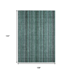 HomeRoots 9' Indoor Outdoor Area Rug in Teal Blue, Aqua & Gray - Stylish, Washable, Durable, Versatile Design 616392