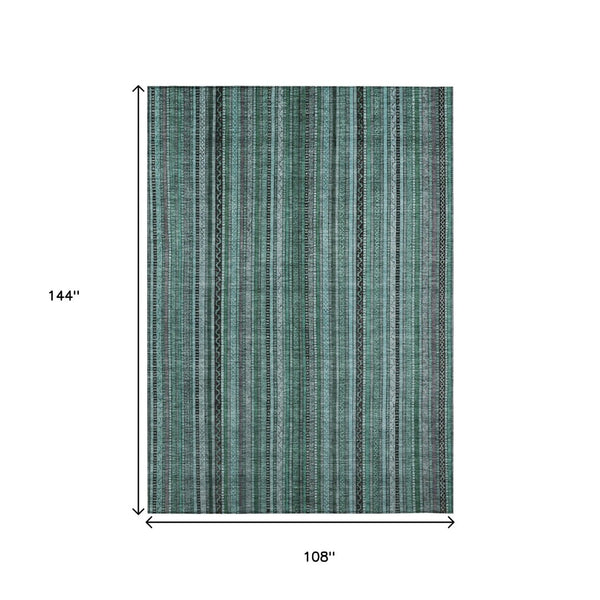 HomeRoots 9' Indoor Outdoor Area Rug in Teal Blue, Aqua & Gray - Stylish, Washable, Durable, Versatile Design 616392