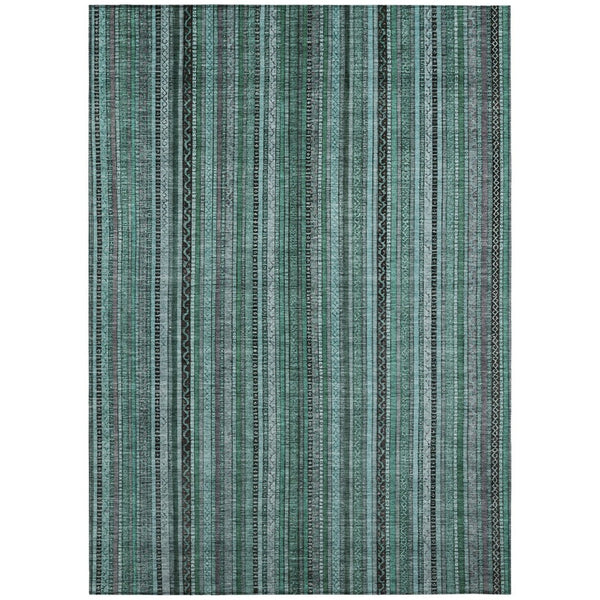 HomeRoots 9' Indoor Outdoor Area Rug in Teal Blue, Aqua & Gray - Stylish, Washable, Durable, Versatile Design 616392