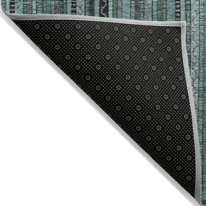 HomeRoots 9' Indoor Outdoor Area Rug in Teal Blue, Aqua & Gray - Stylish, Washable, Durable, Versatile Design 616392