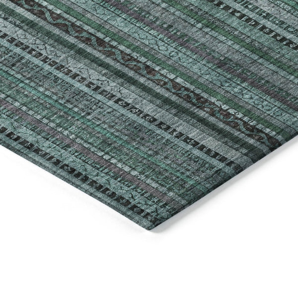 HomeRoots 9' Indoor Outdoor Area Rug in Teal Blue, Aqua & Gray - Stylish, Washable, Durable, Versatile Design 616392