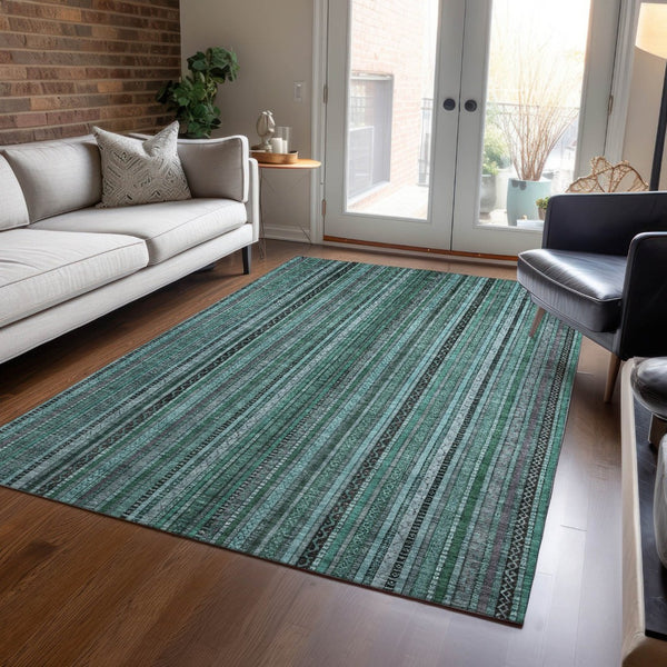 HomeRoots 9' Indoor Outdoor Area Rug in Teal Blue, Aqua & Gray - Stylish, Washable, Durable, Versatile Design 616392