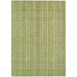 HomeRoots 5' Elegant Striped Area Rug in Artichoke Green, Fern Green, and Gold for Indoor/Outdoor Spaces 8' X 10' 616397