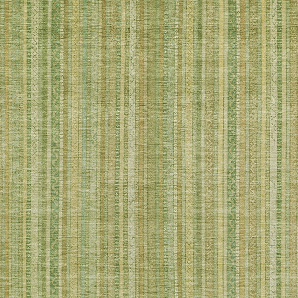 HomeRoots 5' Elegant Striped Area Rug in Artichoke Green, Fern Green, and Gold for Indoor/Outdoor Spaces 8' X 10' 616397