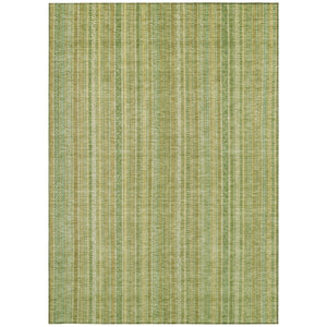 HomeRoots 5' Elegant Striped Area Rug in Artichoke Green, Fern Green, and Gold for Indoor/Outdoor Spaces 9' X 12' 616398