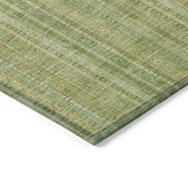 HomeRoots 5' Elegant Striped Area Rug in Artichoke Green, Fern Green, and Gold for Indoor/Outdoor Spaces 9' X 12' 616398