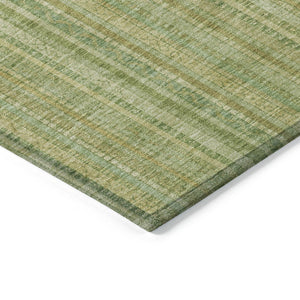 HomeRoots 5' Elegant Striped Area Rug in Artichoke Green, Fern Green, and Gold for Indoor/Outdoor Spaces 10' X 14' 616399