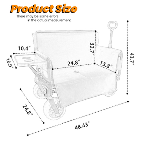 English Elm 3-in-1 Collapsible Wagon with Folding Tabletop Cup Holders All Terrain Beach Camping Gray W2932P421327