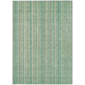HomeRoots 5' Aqua Beige Teal Striped Area Rug - Durable, Washable Indoor/Outdoor Design for Coastal Style 5' X 8' 616401