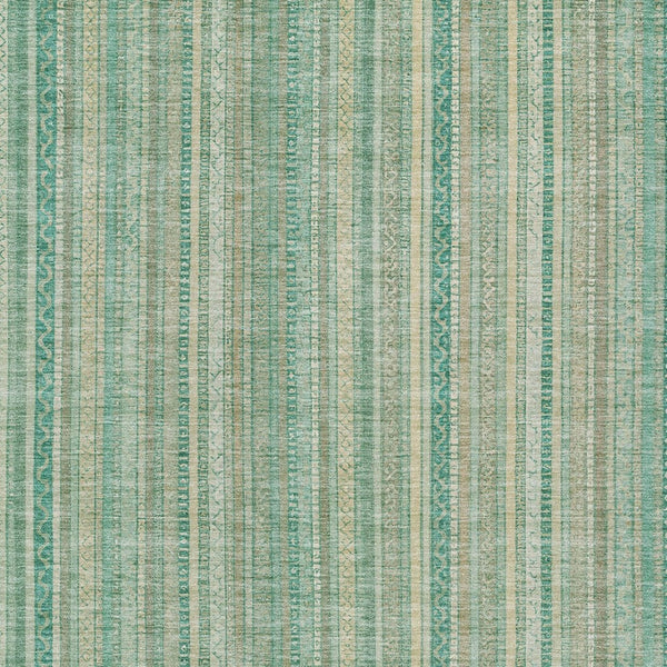 HomeRoots 5' Aqua Beige Teal Striped Area Rug - Durable, Washable Indoor/Outdoor Design for Coastal Style 5' X 8' 616401