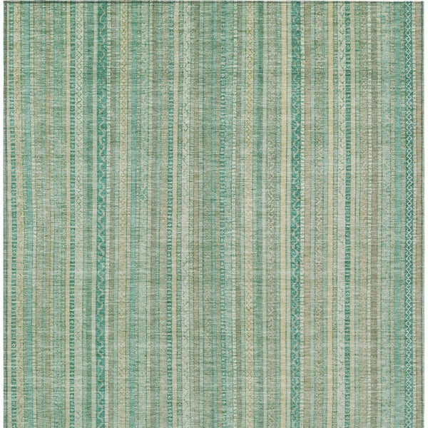 HomeRoots 5' Aqua Beige Teal Striped Area Rug - Durable, Washable Indoor/Outdoor Design for Coastal Style 8' X 10' 616403
