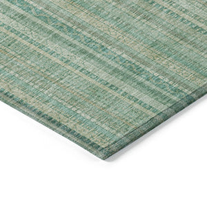 HomeRoots 5' Aqua Beige Teal Striped Area Rug - Durable, Washable Indoor/Outdoor Design for Coastal Style 8' X 10' 616403
