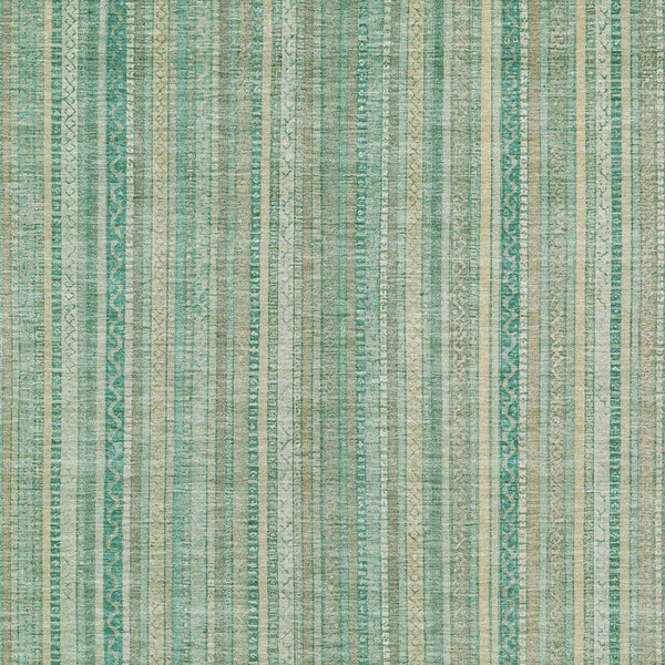 HomeRoots 5' Aqua Beige Teal Striped Area Rug - Durable, Washable Indoor/Outdoor Design for Coastal Style 8' X 10' 616403