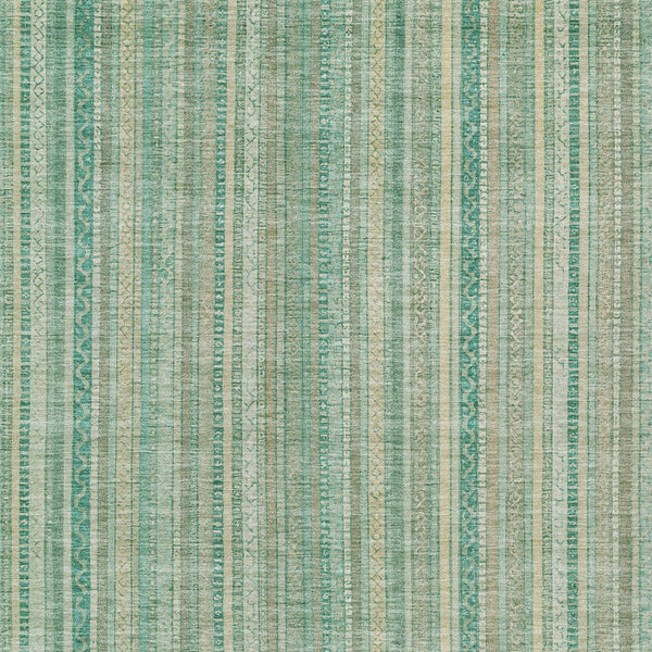 HomeRoots 5' Aqua Beige Teal Striped Area Rug - Durable, Washable Indoor/Outdoor Design for Coastal Style 9' X 12' 616404