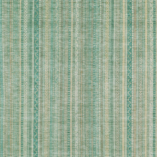 HomeRoots 5' Aqua Beige Teal Striped Area Rug - Durable, Washable Indoor/Outdoor Design for Coastal Style 10' X 14' 616405