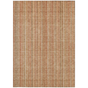 HomeRoots 5' Striped Washable Area Rug in Rust Beige & Linen – Durable, Stain-Resistant for Indoor & Outdoor Use 5' X 8' 616407