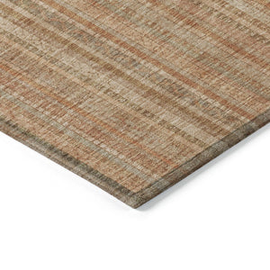 HomeRoots 5' Striped Washable Area Rug in Rust Beige & Linen – Durable, Stain-Resistant for Indoor & Outdoor Use 5' X 8' 616407