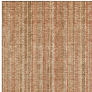 HomeRoots 5' Striped Washable Area Rug in Rust Beige & Linen – Durable, Stain-Resistant for Indoor & Outdoor Use 8' X 10' 616409
