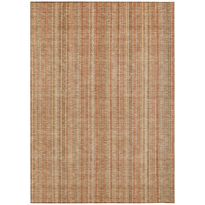 HomeRoots 5' Striped Washable Area Rug in Rust Beige & Linen – Durable, Stain-Resistant for Indoor & Outdoor Use 10' X 14' 616411