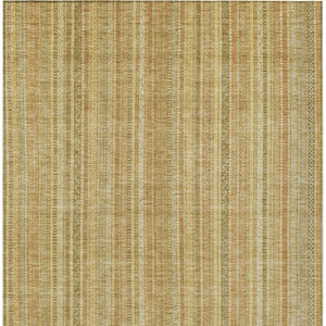 HomeRoots 5' Striped Indoor Outdoor Area Rug in Wheat Gold and Beige - Durable, Washable, Elegant Style 8' X 10' 616415